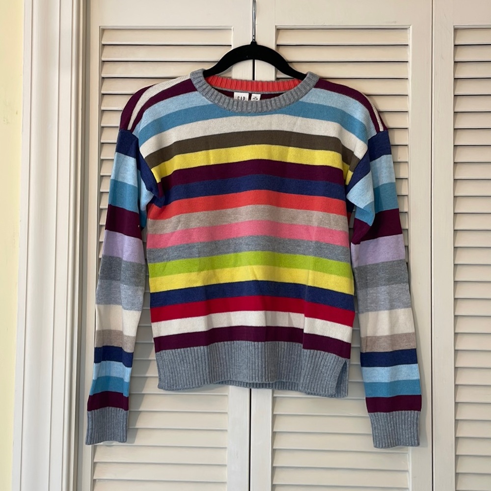 Girls Striped Multicolored Cotton Sweater NWT